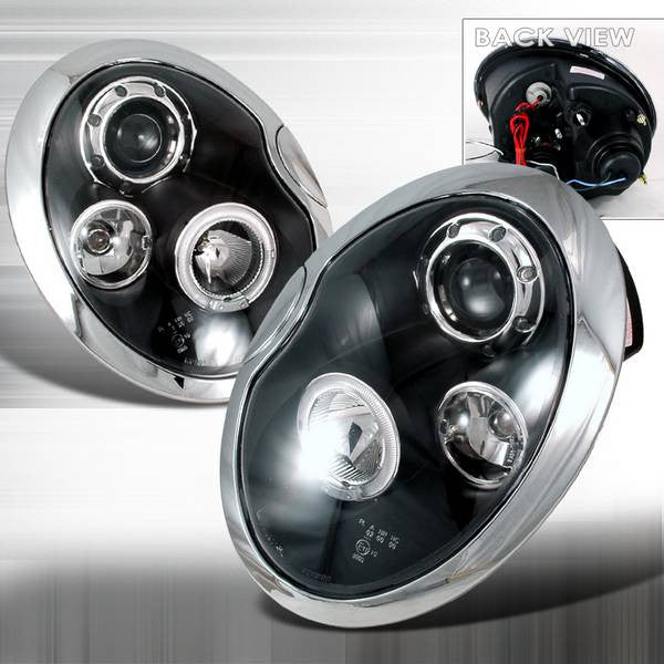 Spec-D 02-06 Mini Cooper Projector Halo Headlights Matte Black/Clear