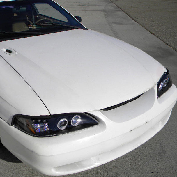 Spec-D 94-98 Ford Mustang Halo Projector Headlights Black