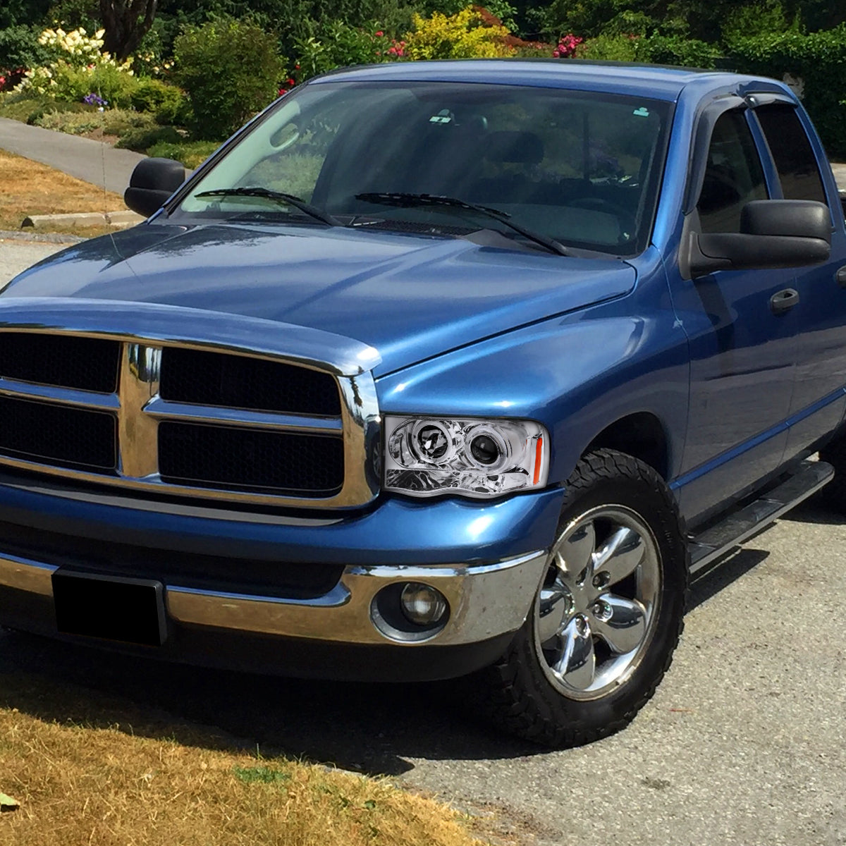 2002-2005 Dodge RAM 1500/ 2003-2005 RAM 2500 3500 Dual Halo Projector Headlights (Chrome Housing/Clear Lens)