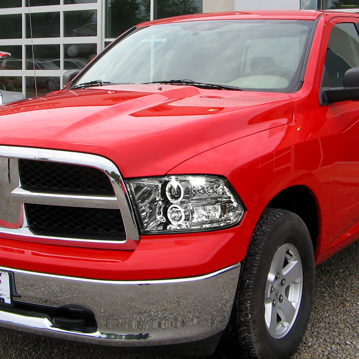 2009-2018 Dodge RAM 1500 / 2019-2021 RAM Classic / 2010-2018 RAM 2500 3500 Dual Halo Projector Headlights (Chrome Housing/Clear Lens)