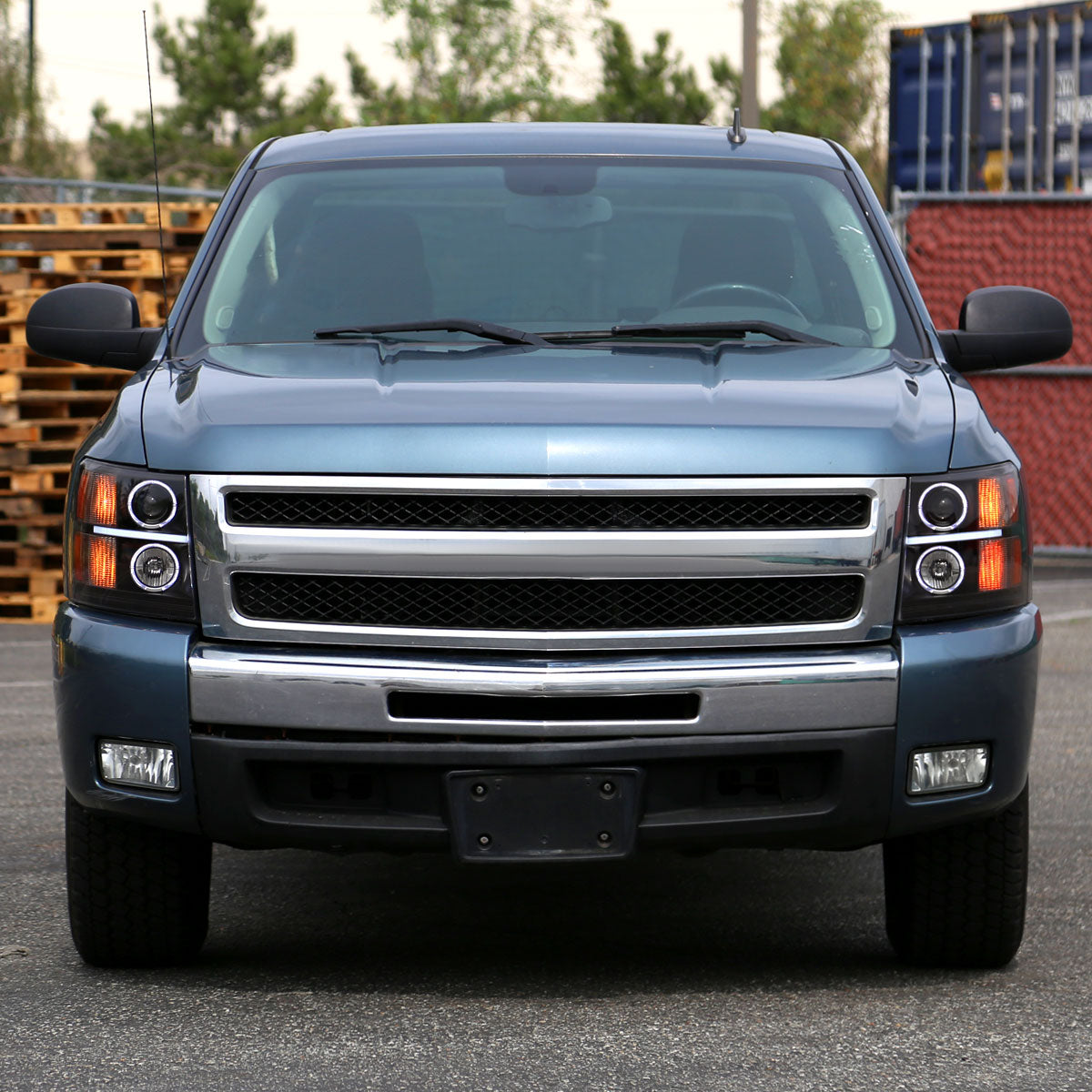 2007-2013 Chevrolet Silverado 1500 2500 3500 LED Strip Dual Halo Projector Headlights (Matte Black Housing/Smoked Lens)