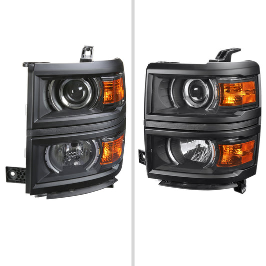 2014-2015 Chevrolet Silverado 1500 Projector Headlights (Matte Black Housing/Clear Lens)