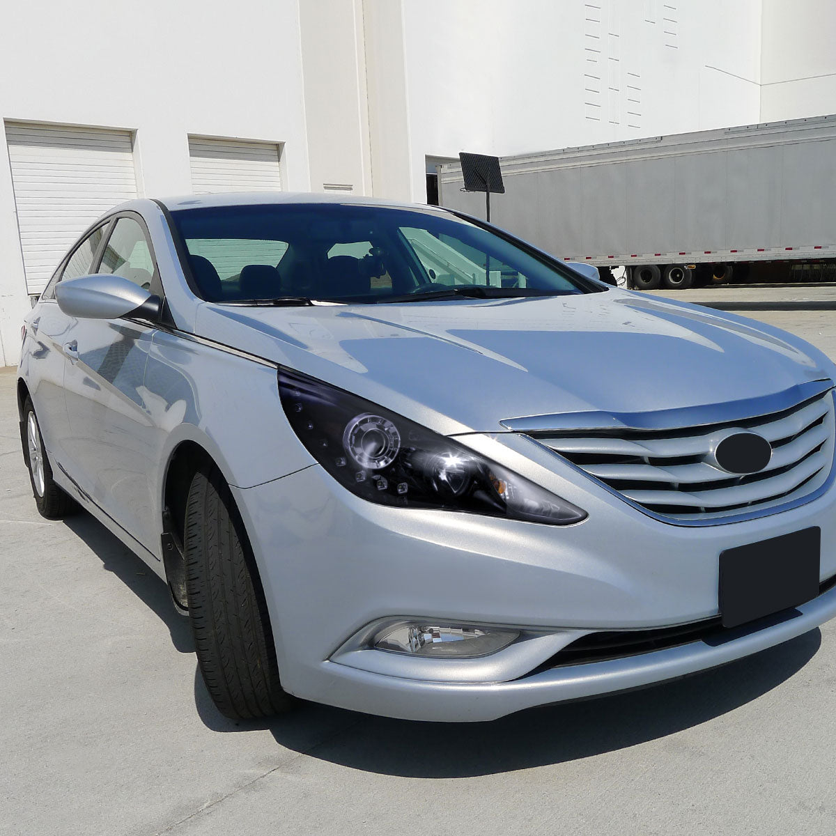 2011-2014 Hyundai Sonata Projector Headlights w/ SMD LED Light Strip (Glossy Black Housing/Smoked Lens)