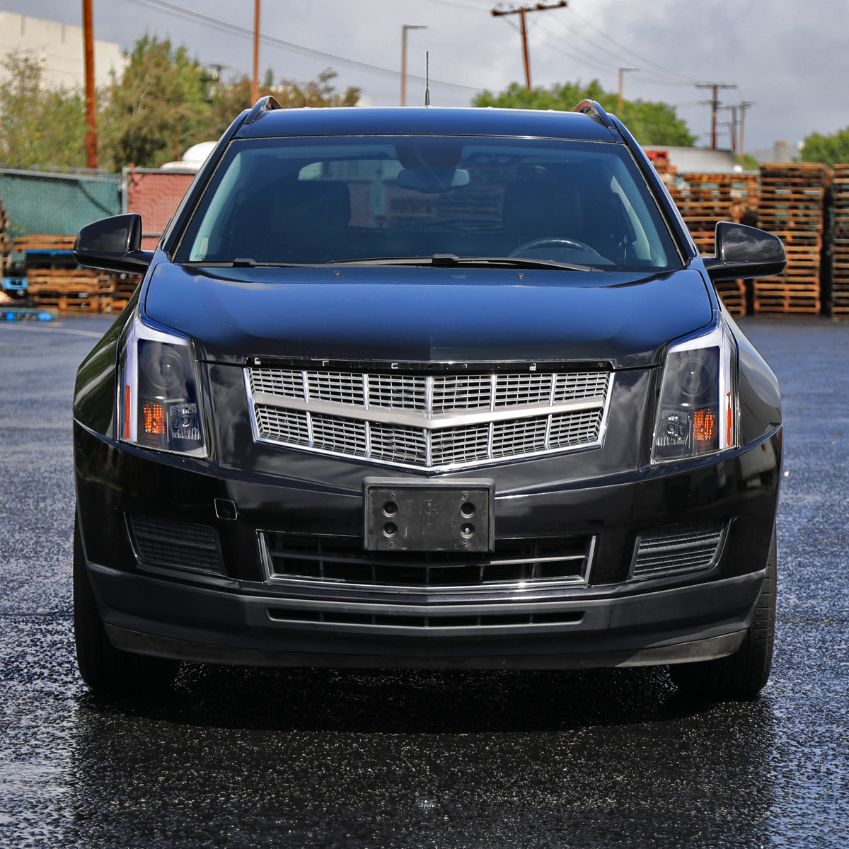 2010-2016 Cadillac SRX Projector Headlights w/ Switchback Sequential Turn Signal LED Bar (Matte Black Housing/Clear Lens)