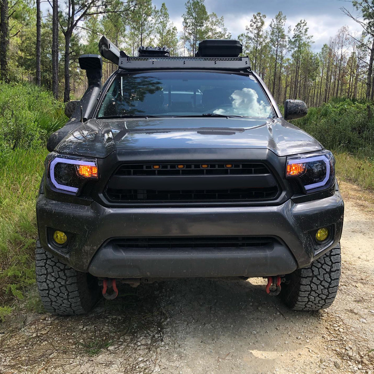 2012-2015 Toyota Tacoma LED C-Bar Projector Headlights (Glossy Black Housing/Smoked Lens)