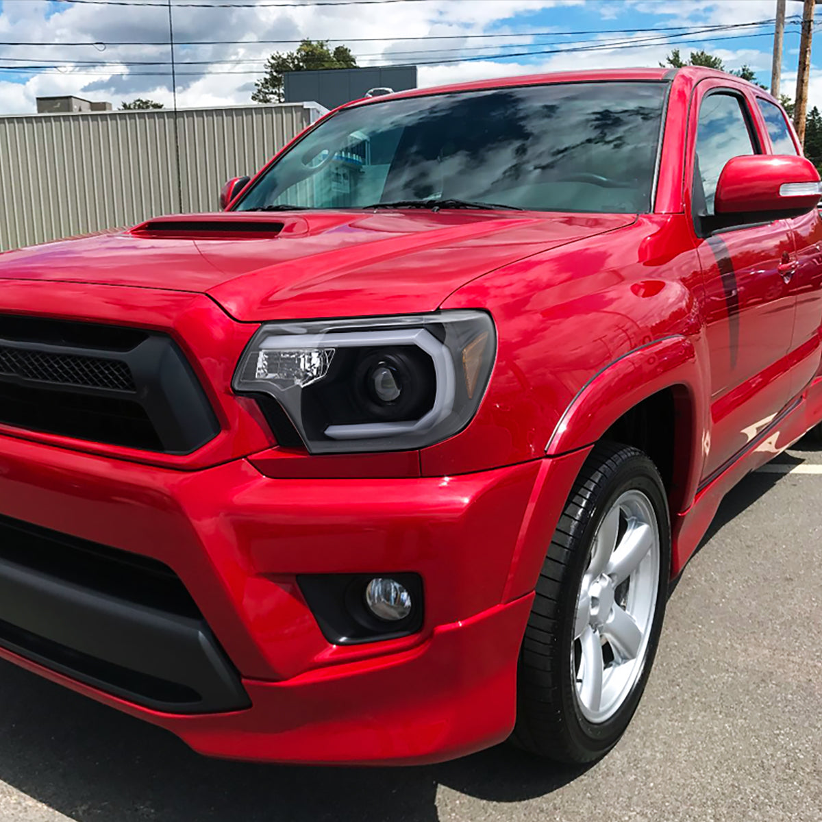 2012-2015 Toyota Tacoma LED C-Bar Projector Headlights (Matte Black Housing/Clear Lens)