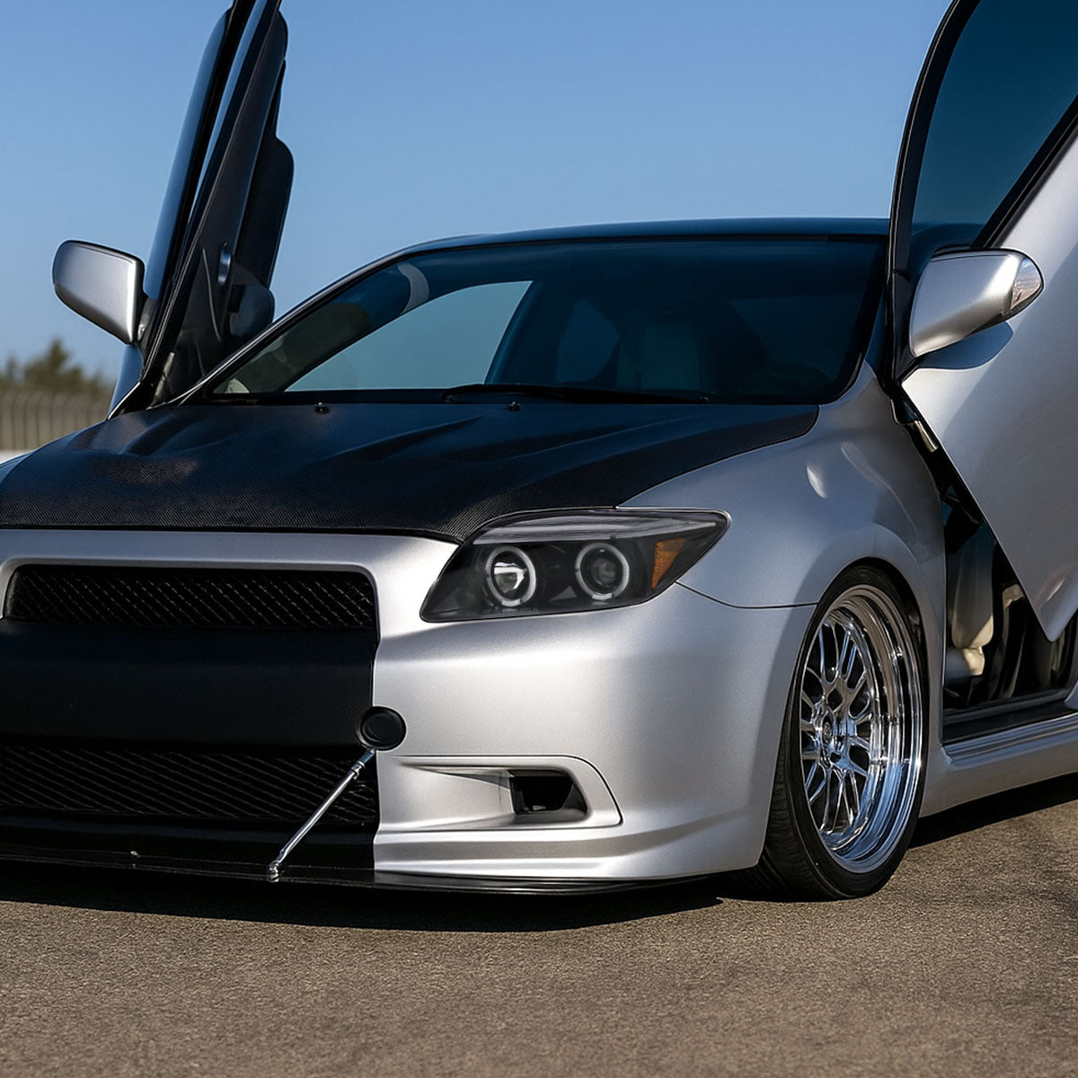 2005-2010 Scion tC Dual Halo Projector Headlights (Jet Black Housing/Clear Lens)