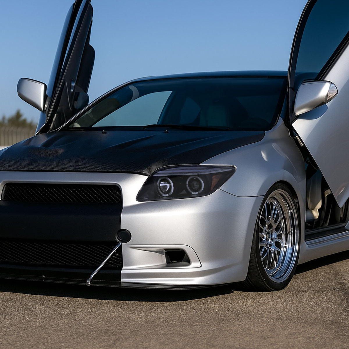 2005-2010 Scion tC Dual Halo Projector Headlights (Glossy Black Housing/Smoked Lens)
