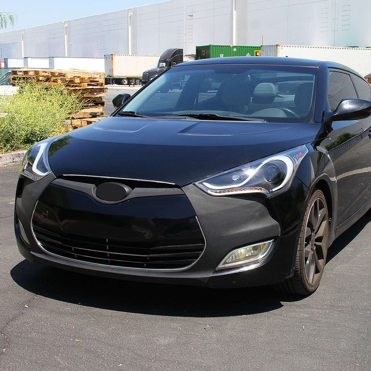 2012-2017 Hyundai Veloster LED Bar Projector Headlight w/ Sequential Turn Signal Lights (Matte Black Housing/Clear Lens)