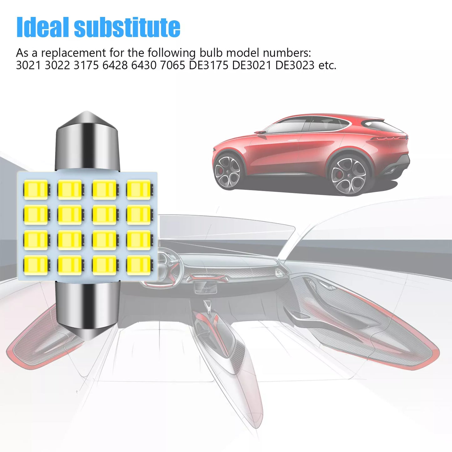 GEN PERFORMANCE 31MM Festoon DE3175 LED Light Bulbs 6000K White