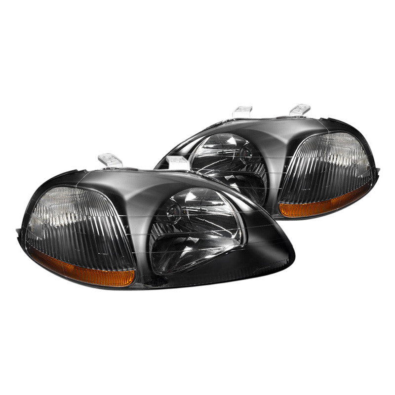 Spec-D 96-98 Honda Civic Headlights Black Amber Reflectors