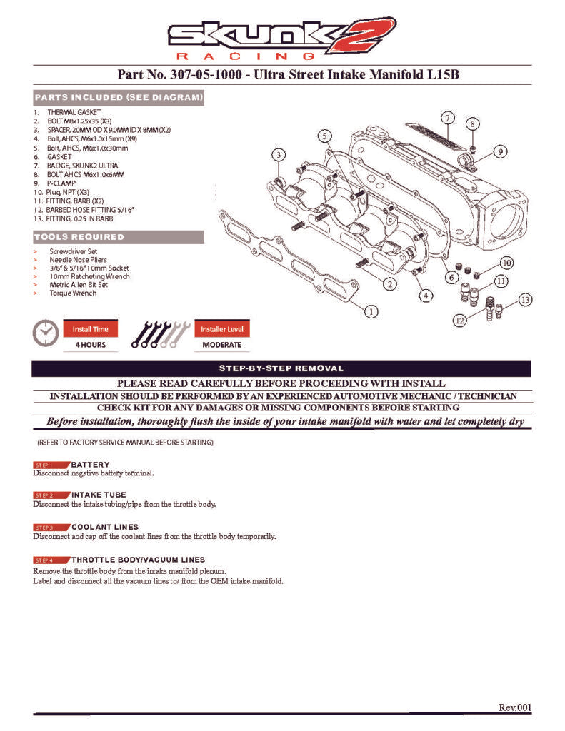 SKUNK2 Ultra Street Intake Manifold - L15B