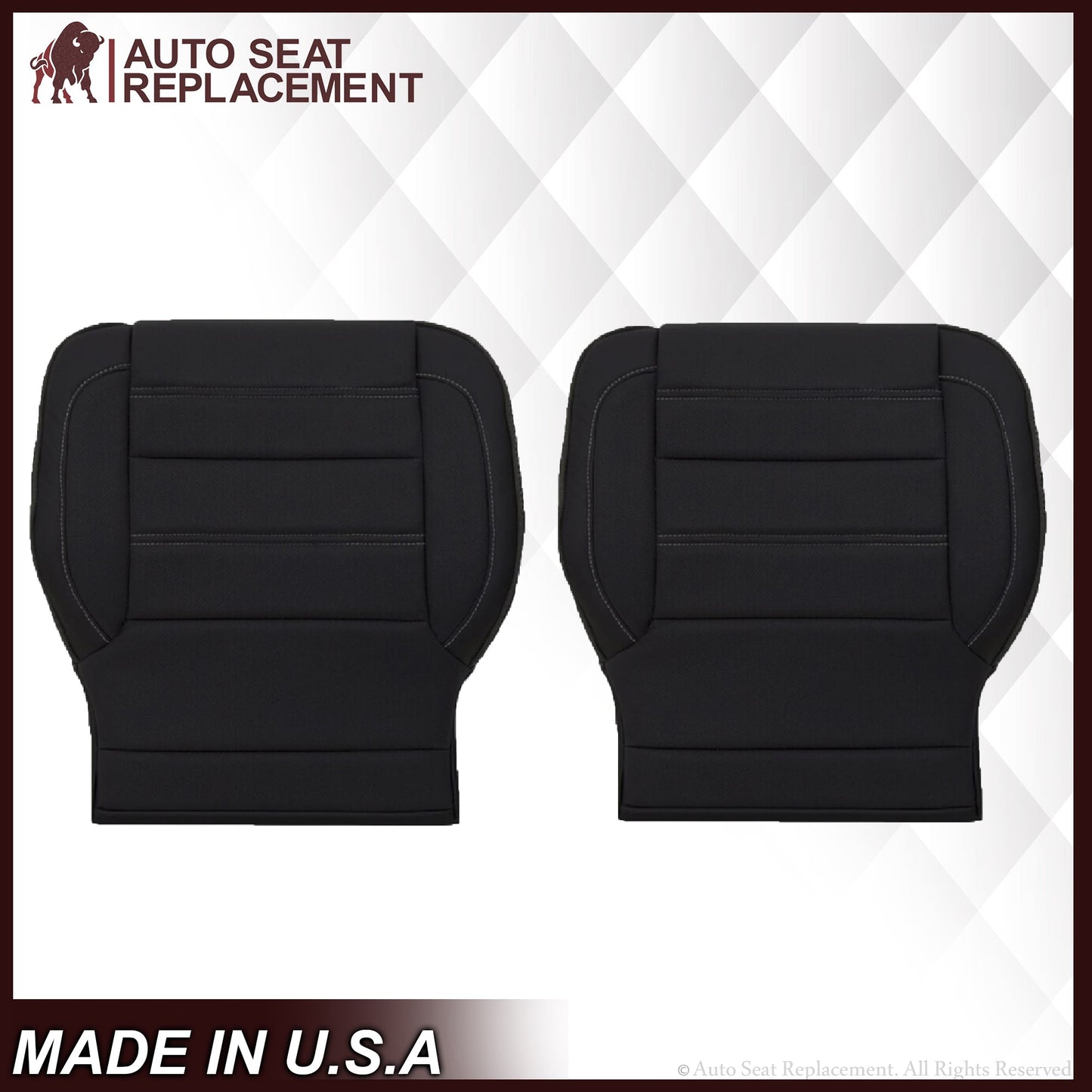 2014 2015 2016 2017 2018 2019 GMC Sierra Denali Perforated Leather Seat Cover Replacement in Black (Perforated Jet Black)