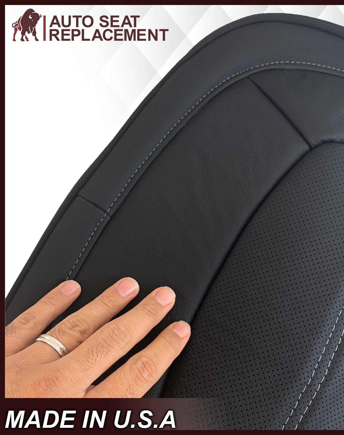 2015 - 2022 GMC Canyon DENALI PERFORATED Replacement Bottom Seat Covers in Jet Black: Choose your side and material