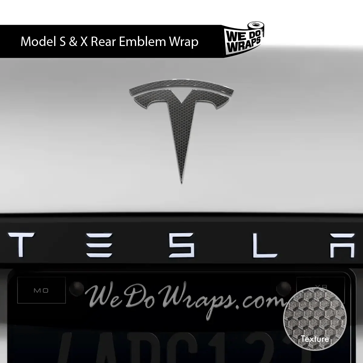 3M Matrix Black Tesla Emblem Decals (Front + Back) | Model X