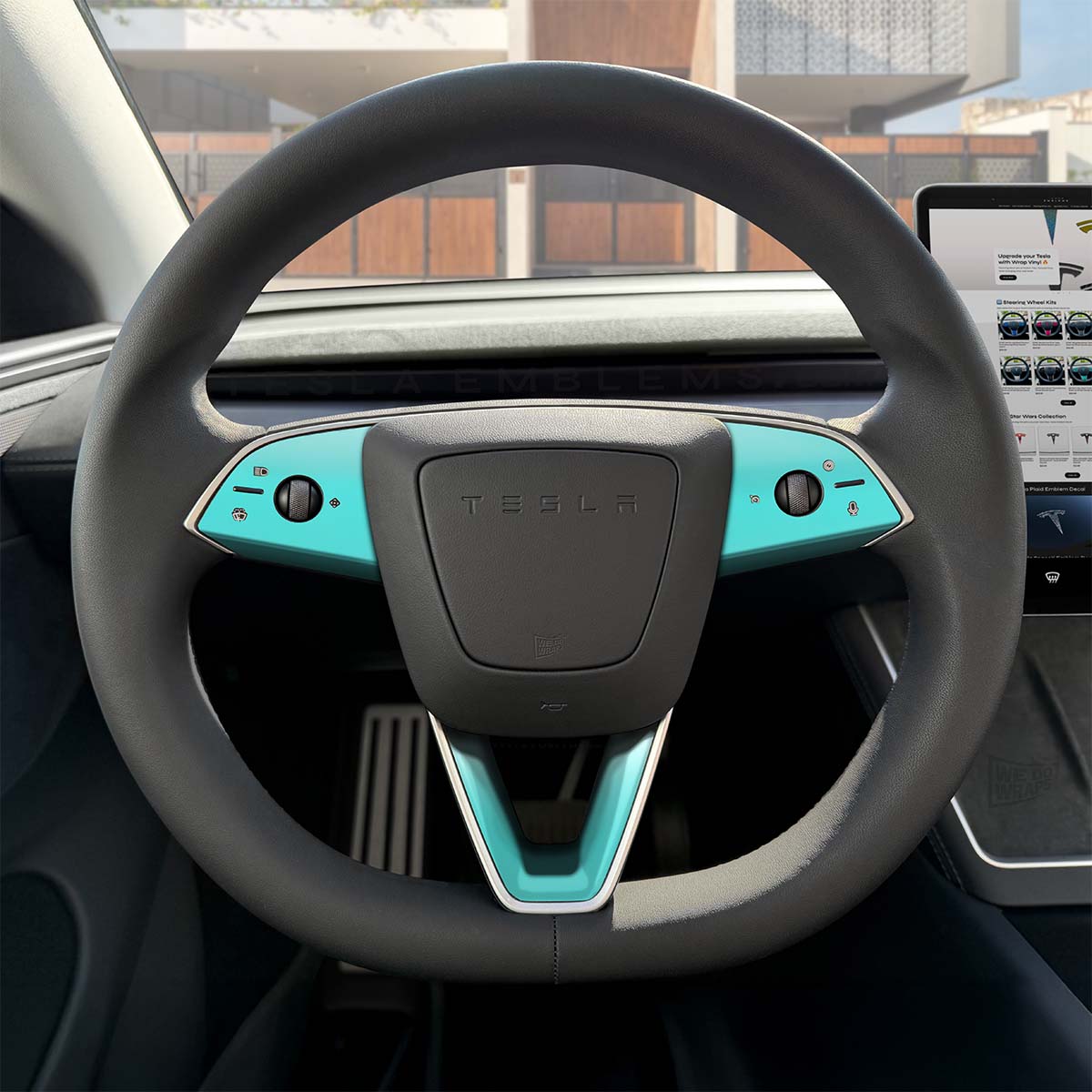 3M Satin Key West Tesla Steering Wheel Trim Decal Kit (3pcs) | Model 3