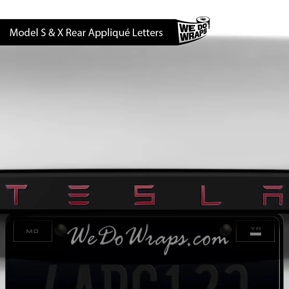 3M Satin Vampire Red Tesla Emblem Decals (Front + Back) | Model S