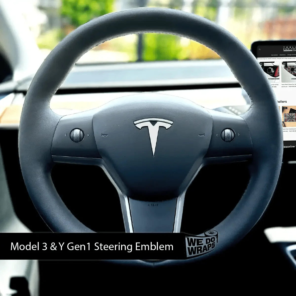 3M Satin White Tesla Steering Wheel Wrap | MY 2019-'25