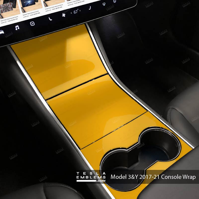 3M Gloss Sunflower Yellow | Tesla Center Console Wrap Kit | Model 3 ’17-20