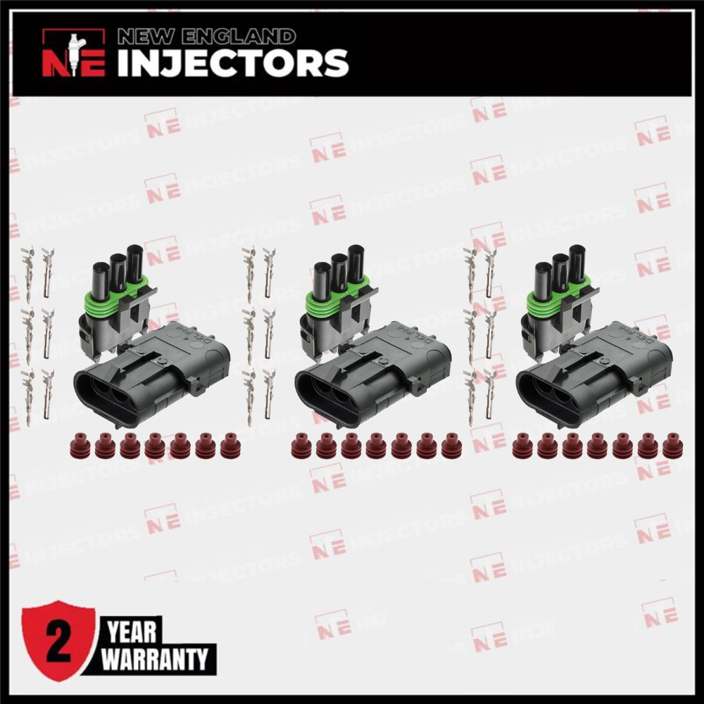 Delphi Weather Pack 3 Pin Connector Kit Waterproof Male Female (3 Pack)