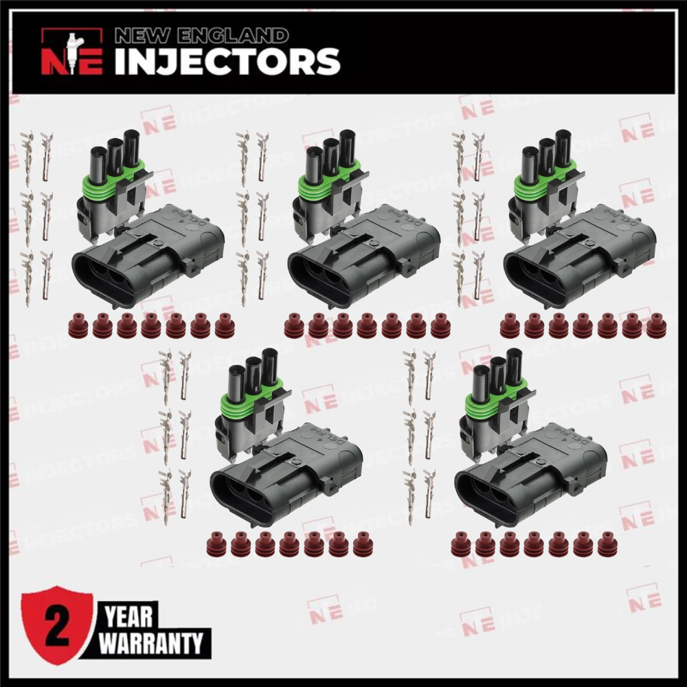 Delphi Weather Pack 3 Pin Connector Kit Waterproof Male Female (5 Pack)