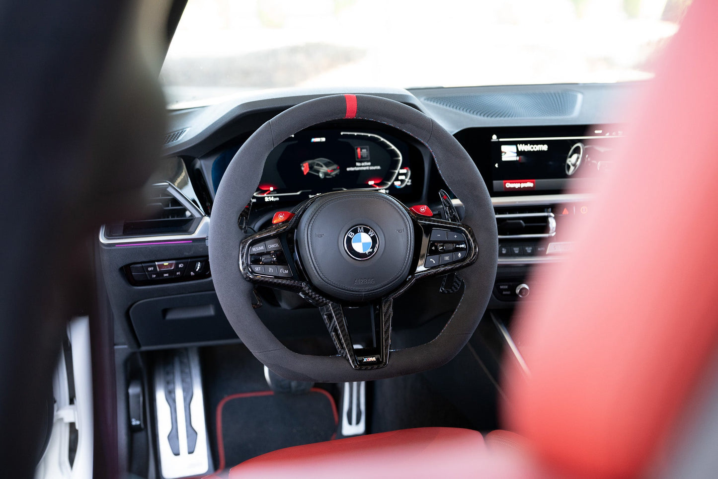 BMW LCI Alcantara Flat Bottom Steering Wheel for G Chassis- CARBONE's Signature Design for G20 G30 G80 G82 M3 M4 M2 M340i M5 M8 F90