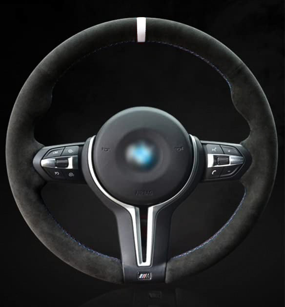BMW F-Series Alcantara Suede Steering Wheel Cover DIY (White Stripe)