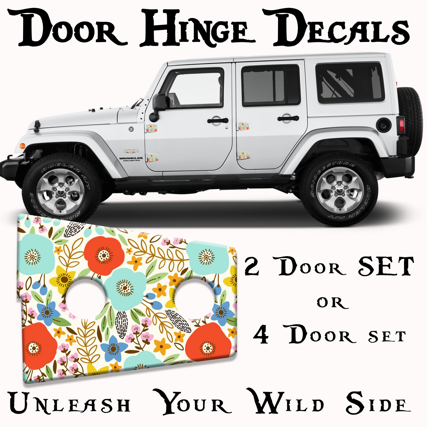 Flowers print Door hinge decals 43
