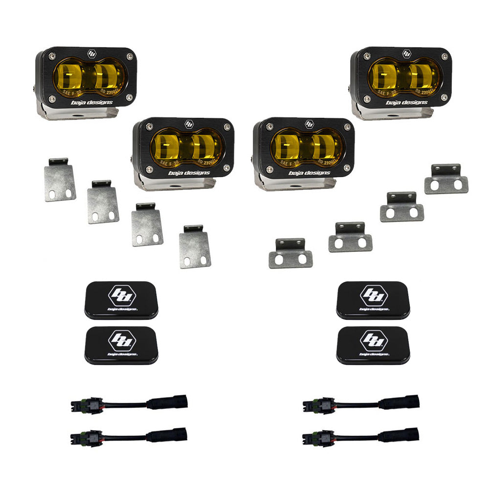 S2 SAE Baja Amber Fog Pocket Kit Fits 21-On Ford Raptor