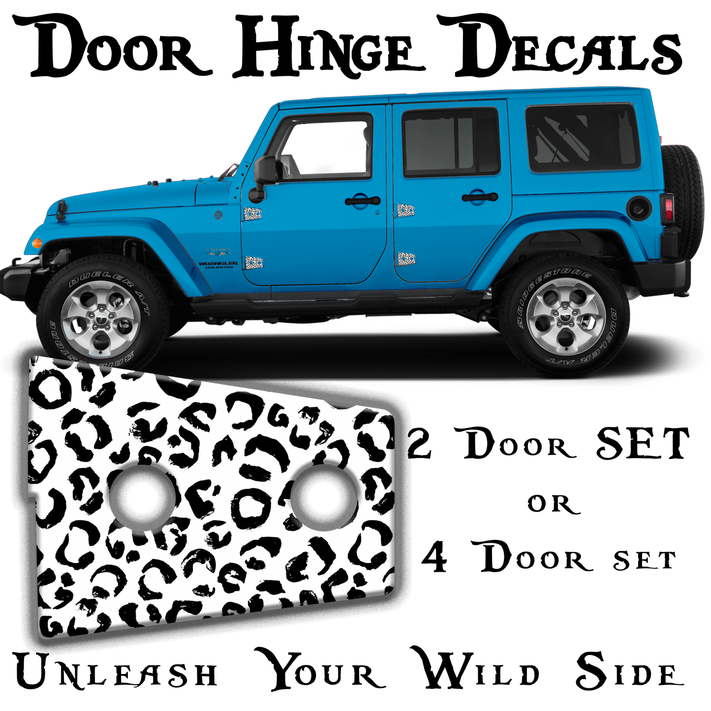 Black and white leopard print Door hinge decals 44