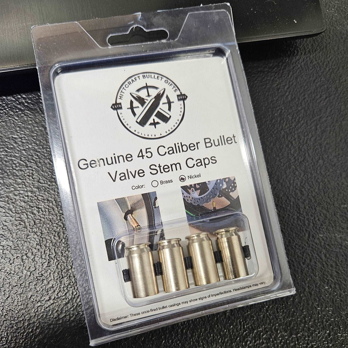 45 Caliber Nickel Bullet Casing Valve Stem Caps