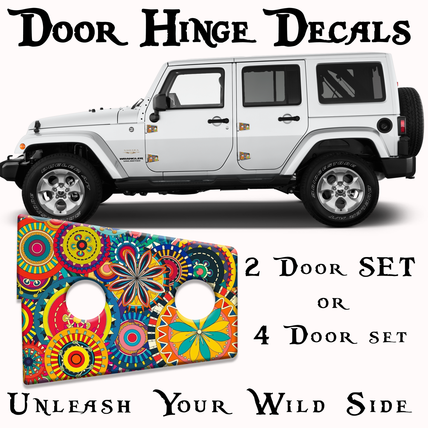 Hippy print Door hinge decals 47