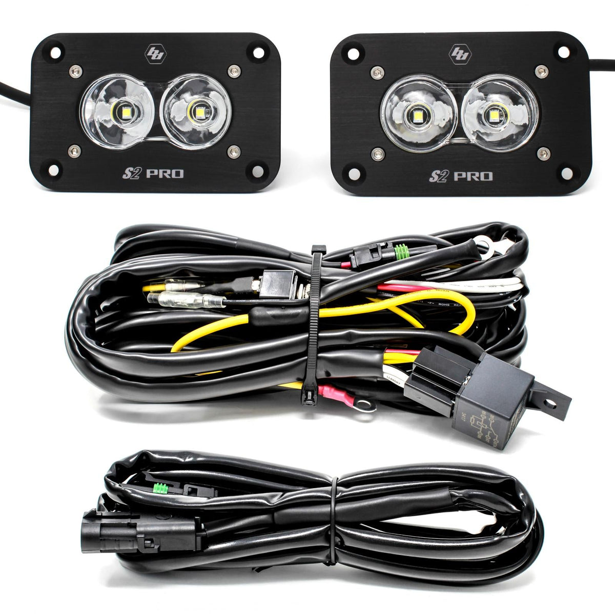 Flush Mount LED Light Pod Kit Work/Scene Pattern Pair S2 Pro