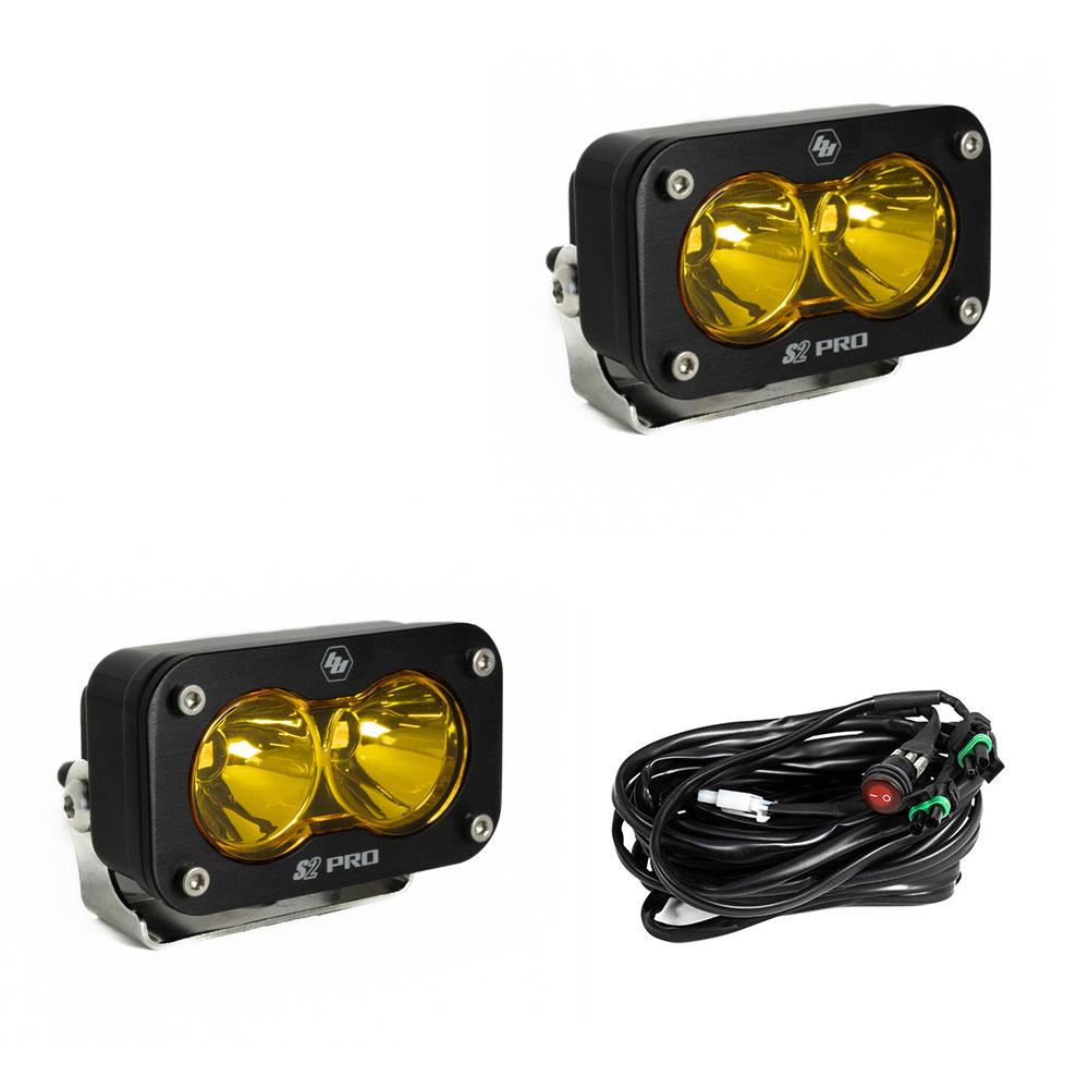 LED Light Pods Baja Amber Lens Spot Pattern Pair S2 Pro Series