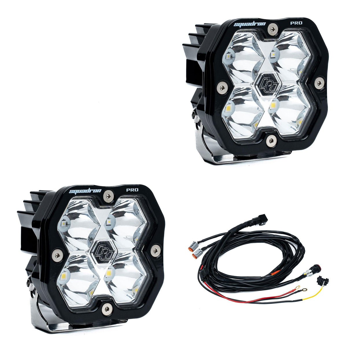 Squadron 2.0 Pro Black LED Auxiliary Light Pod Pair Universal Clear Spot