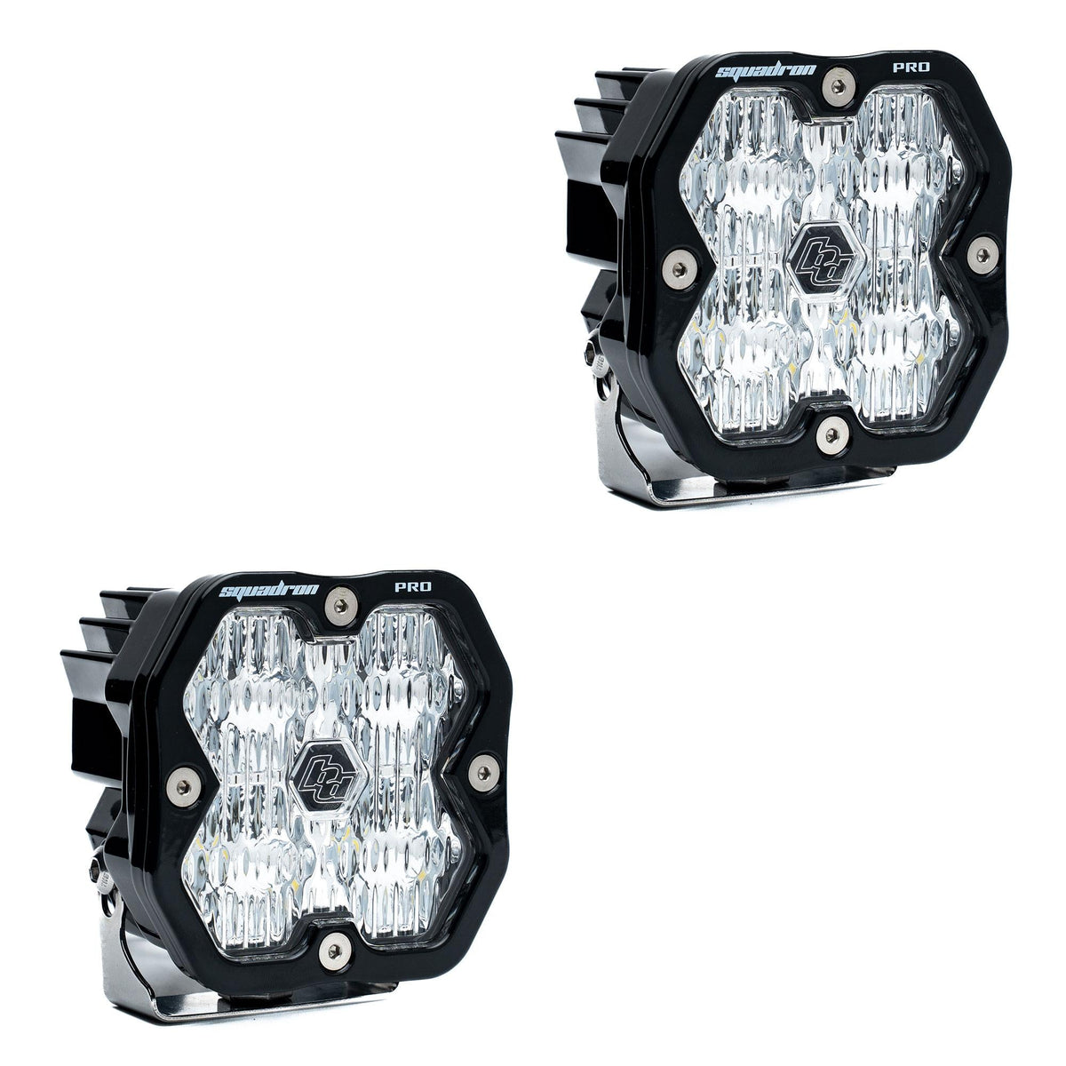 Squadron 2.0 Pro Black LED Auxiliary Light Pod Pair (No Harness) Universal Clear Wide Cornering