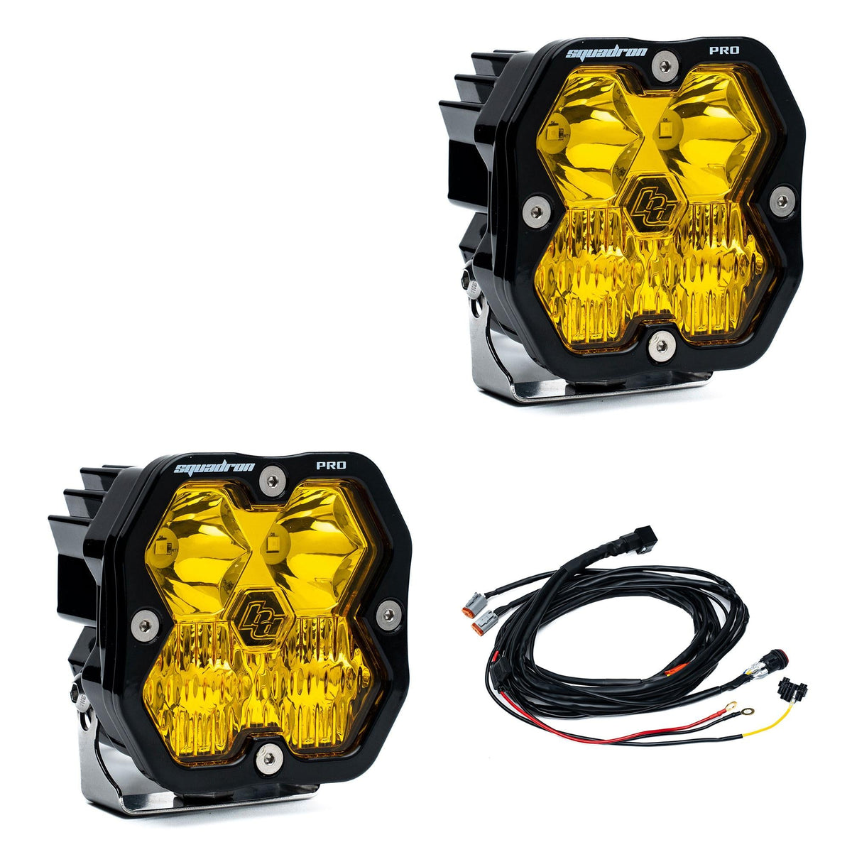 Squadron 2.0 Pro Black LED Auxiliary Light Pod Pair Universal Baja Amber Driving/Combo
