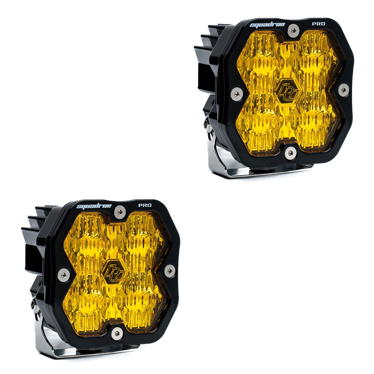Squadron 2.0 Pro Black LED Auxiliary Light Pod Pair (No Harness) Universal Baja Amber Wide Cornering