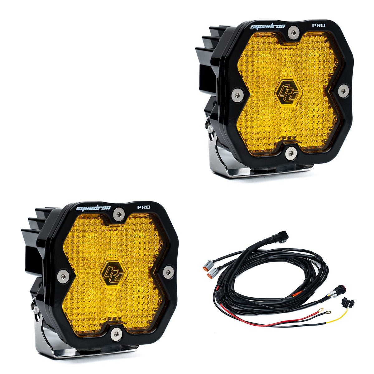 Squadron 2.0 Pro Black LED Auxiliary Light Pod Pair Universal Baja Amber Work/Scene