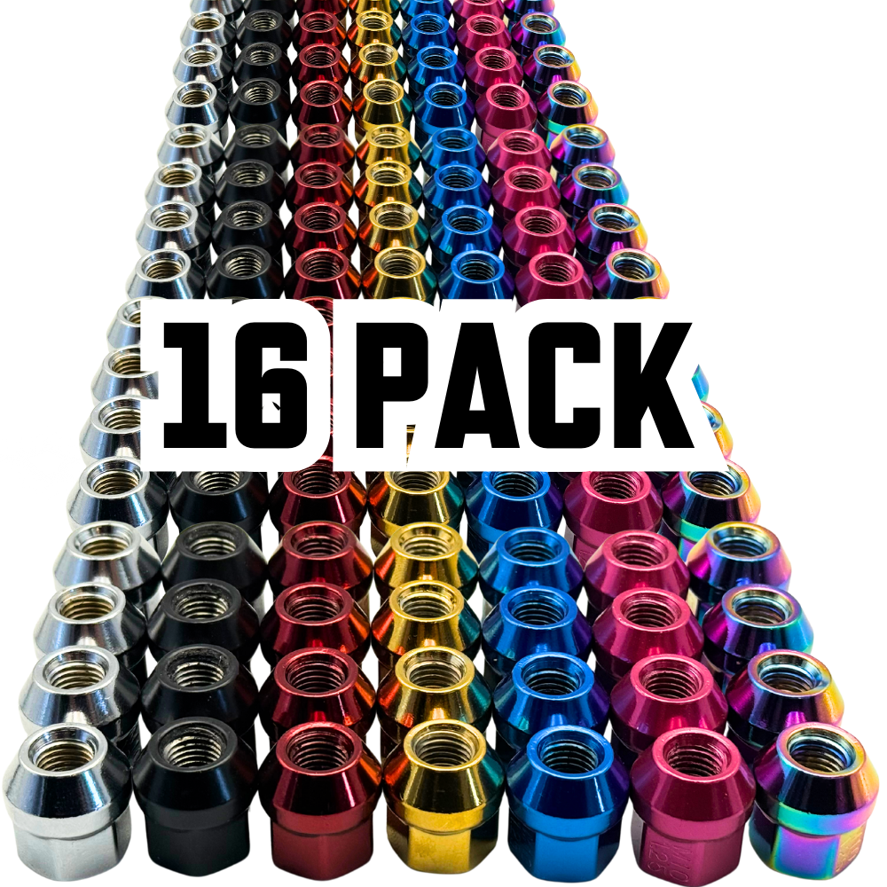 16 Pack M10x1.25 Open End Spline Colored ATV UTV Lug Nuts