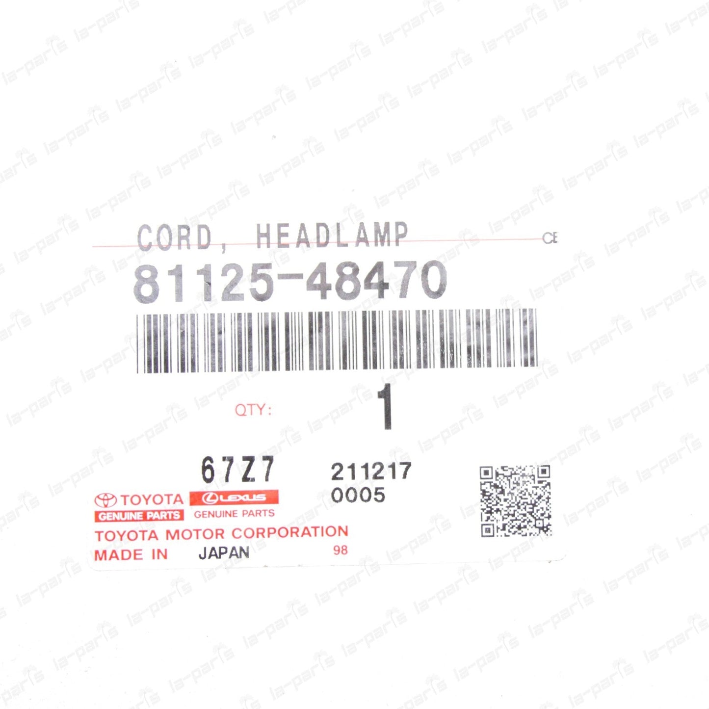NEW GENUINE TOYOTA 10-13 4RUNNER 08-10 HIGHLANDER HEADLAMP CORD 81125-48470