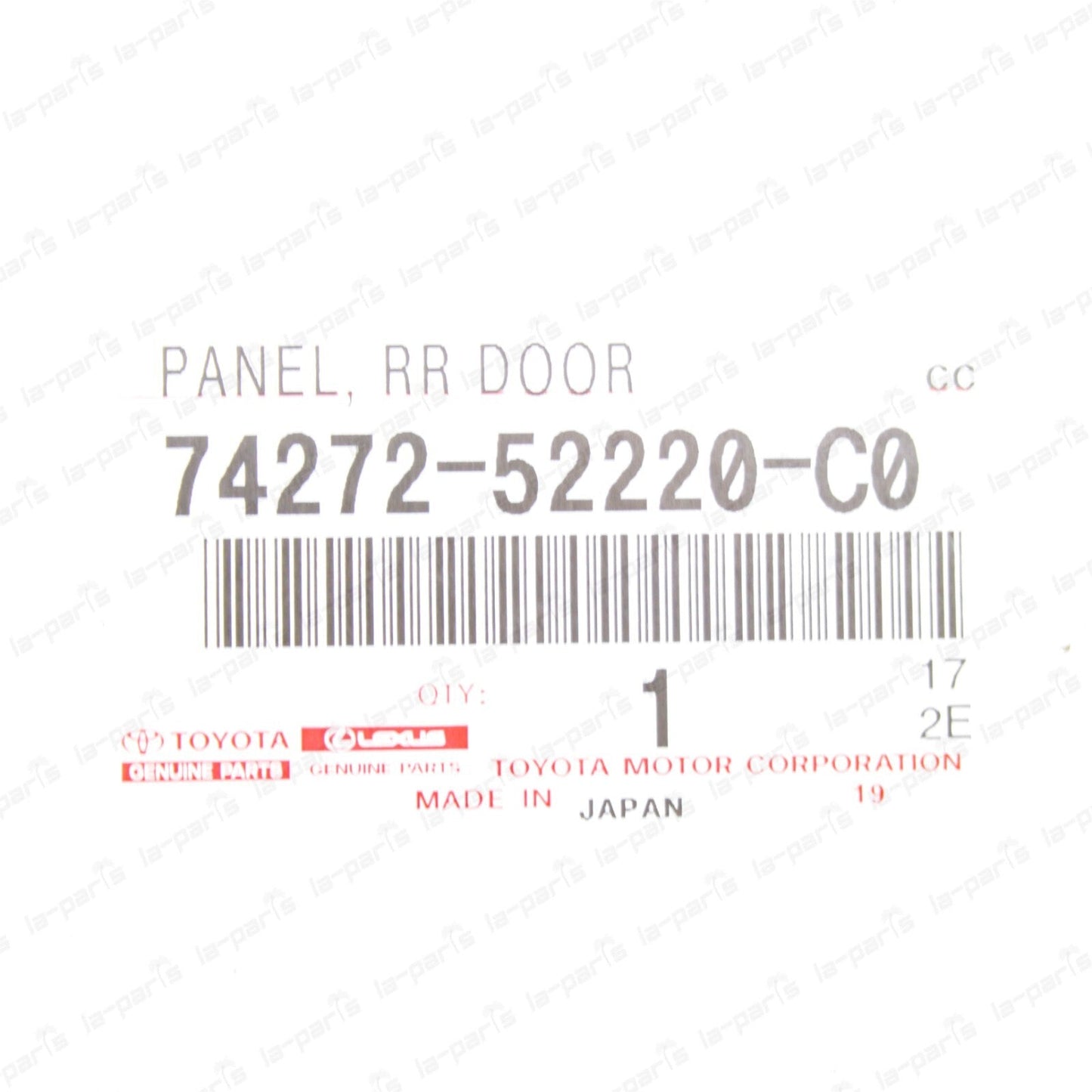GENUINE TOYOTA 12-14 YARIS REAR DOOR ARMREST PANEL DRIVER SIDE 74272-52220-C0