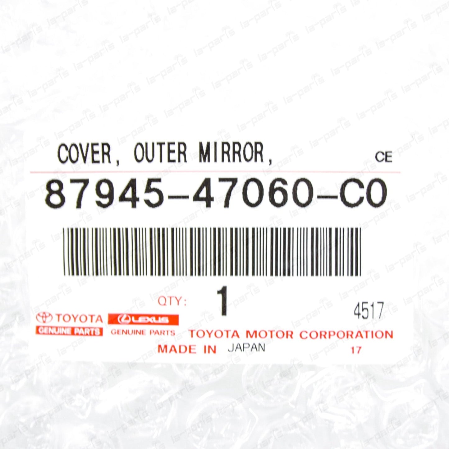 New Genuine Toyota 16-21 Prius Driver Mirror Cover Black 218 87945-47060-C0