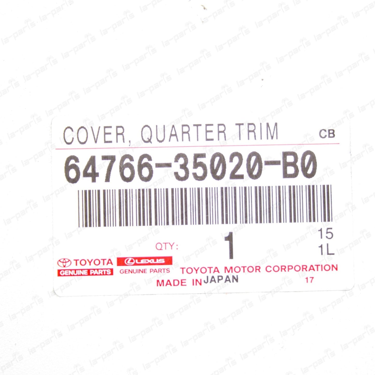 GENUINE TOYOTA 2007-2014 FJ CRUISER QUARTER TRIM JACK COVER 64766-35020-B0