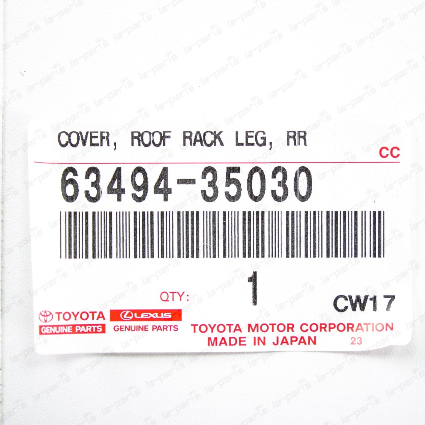 New Genuine OEM Toyota 10-23 4Runner Driver Rear Roof Rack Cover 63494-35030