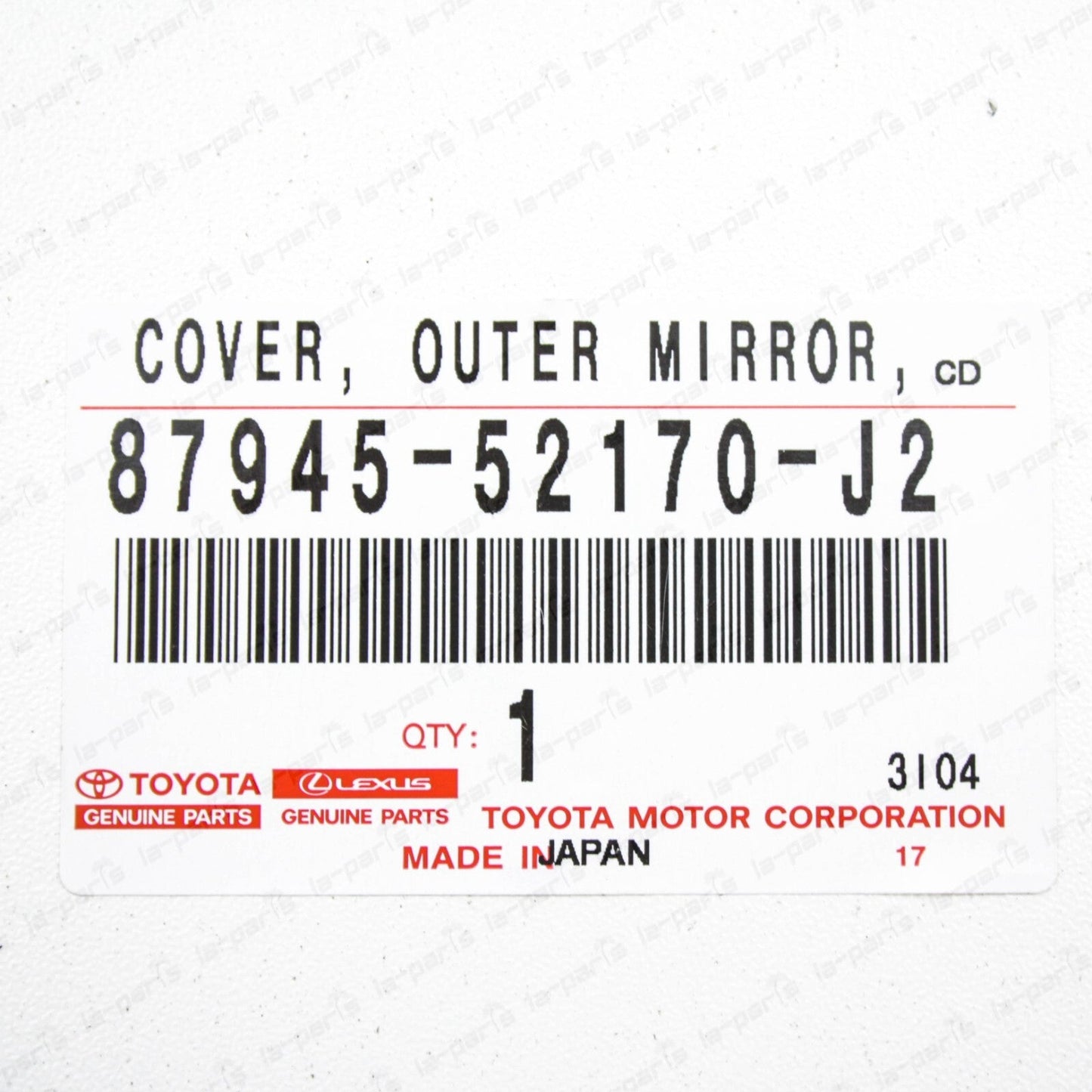 Genuine Toyota 12-19 Prius "C" Driver Mirror Cover Cool Soda 87945-52170-J2
