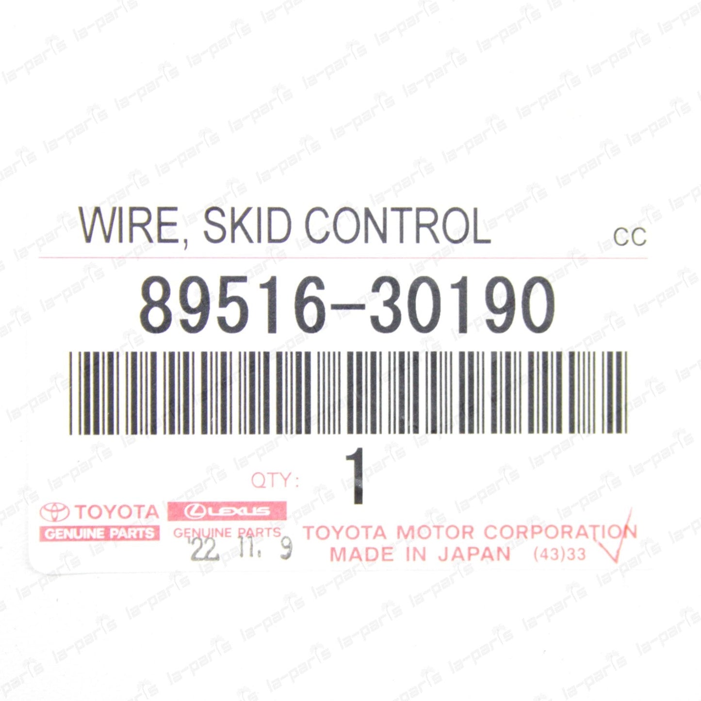 Genuine Lexus IS GSE25 GS GRS196 Passenger Skid Control Sensor Wire 89516-30190