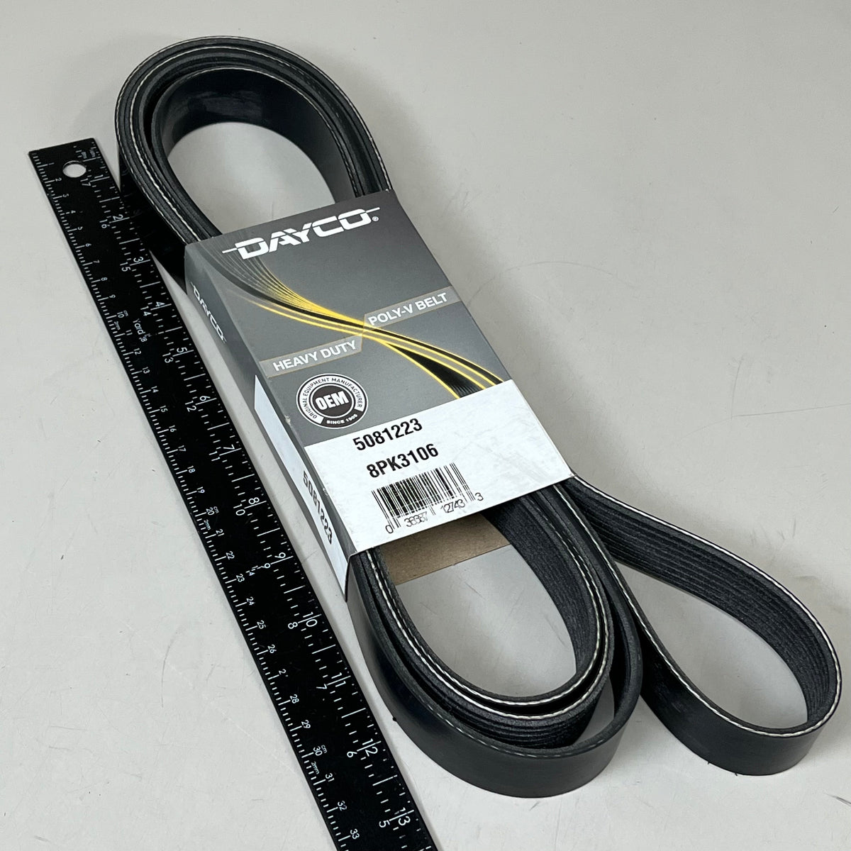 DAYCO Serpentine Belt 122.28" Effective Length Durable SPDM Black 5081223