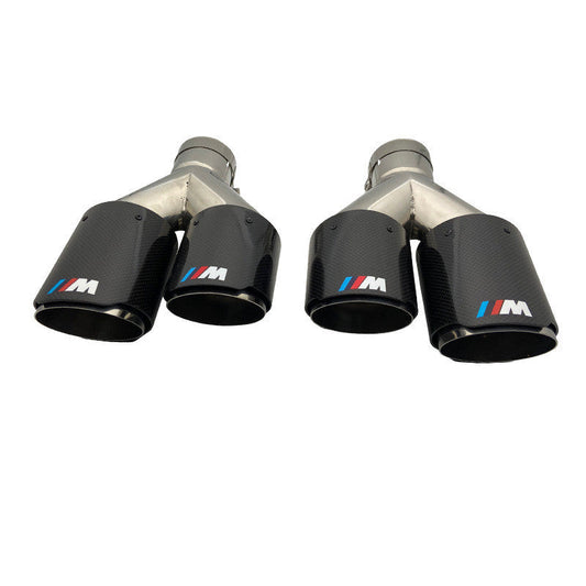Universal Dual-Outlet Carbon Fiber Exhaust Tip – M Style