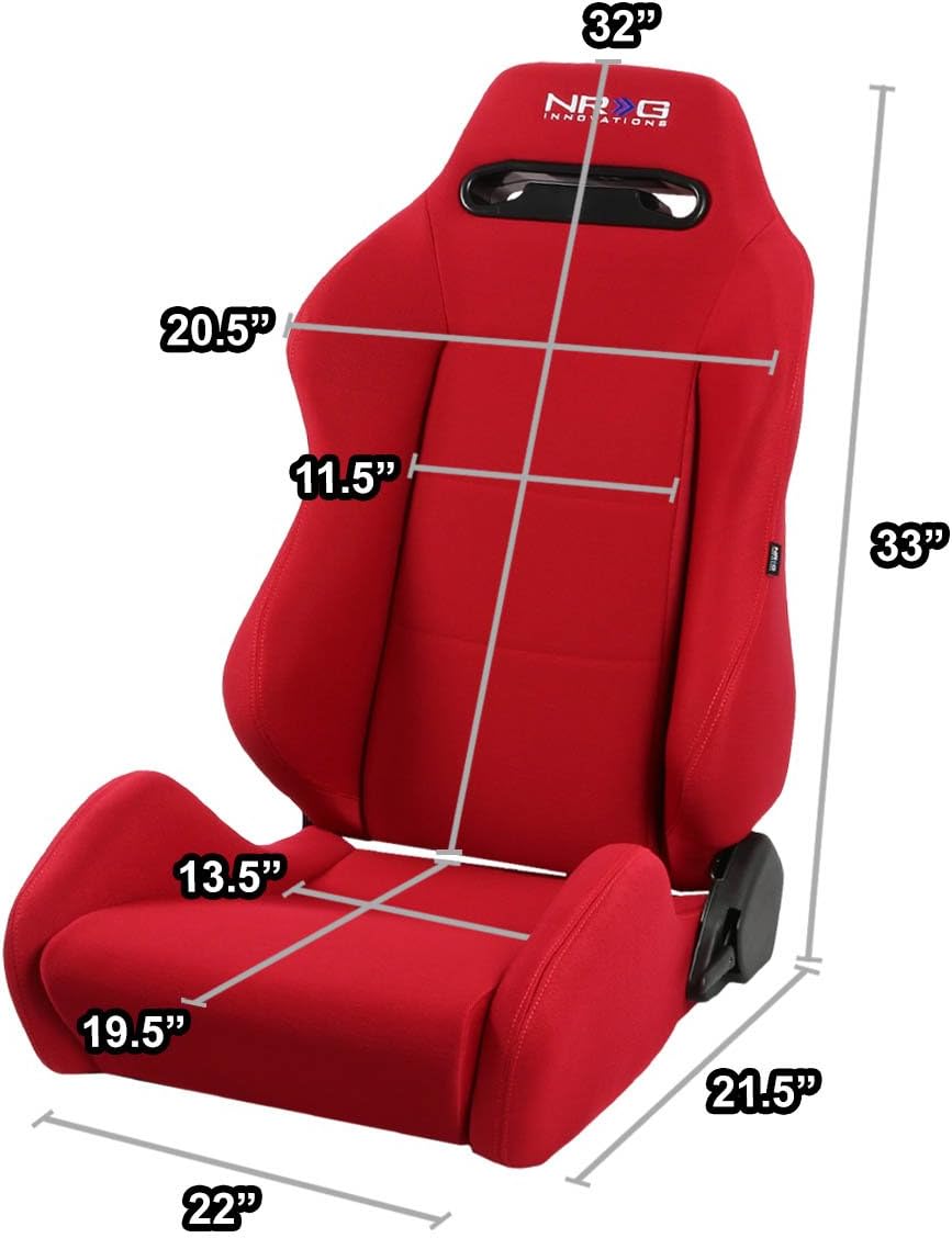 NRG TYPE-R FULLY RECLINABLE RED STITCH RACING SEATS - PRICED PER PAIR